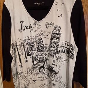 Black and White Graphic Women's Top